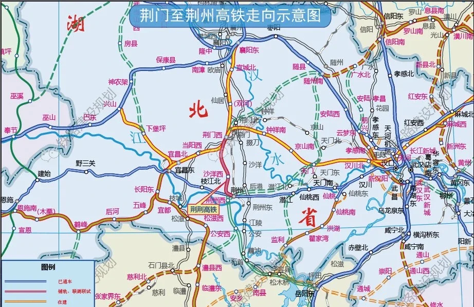 荆荆高铁线路示意图