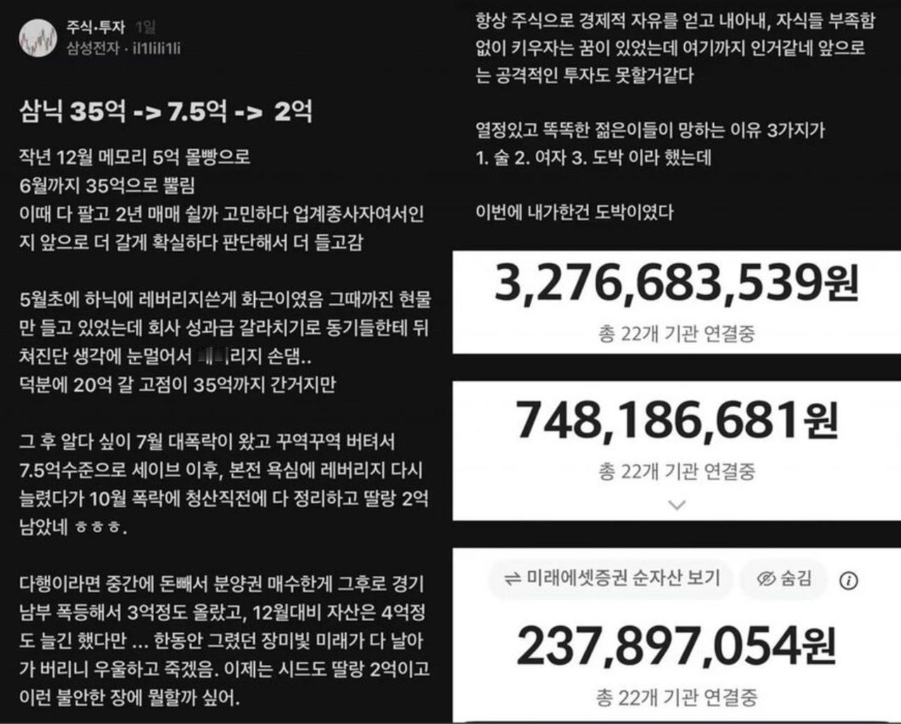 【韩国年轻人正在受债务煎熬，“工作7年，负债7000万韩元”例子。】10月24日