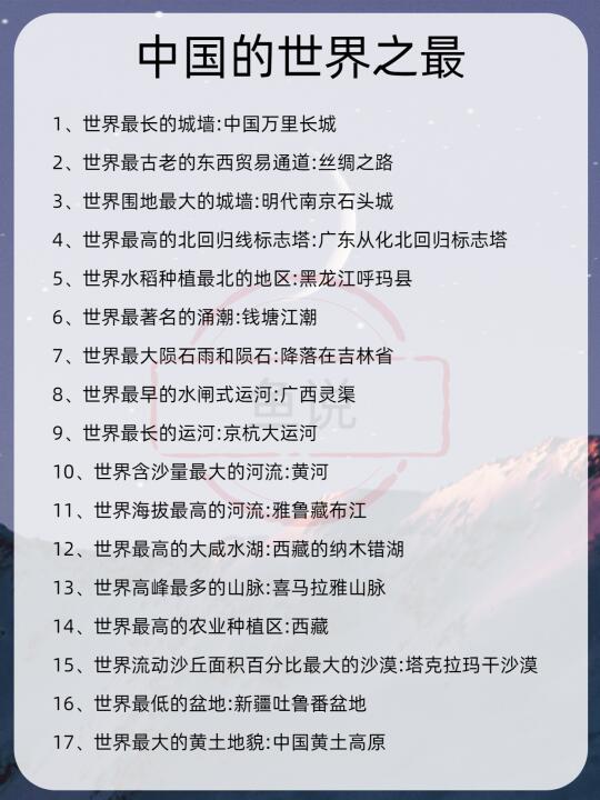 来看看中国都有哪些记录可以登顶的吧