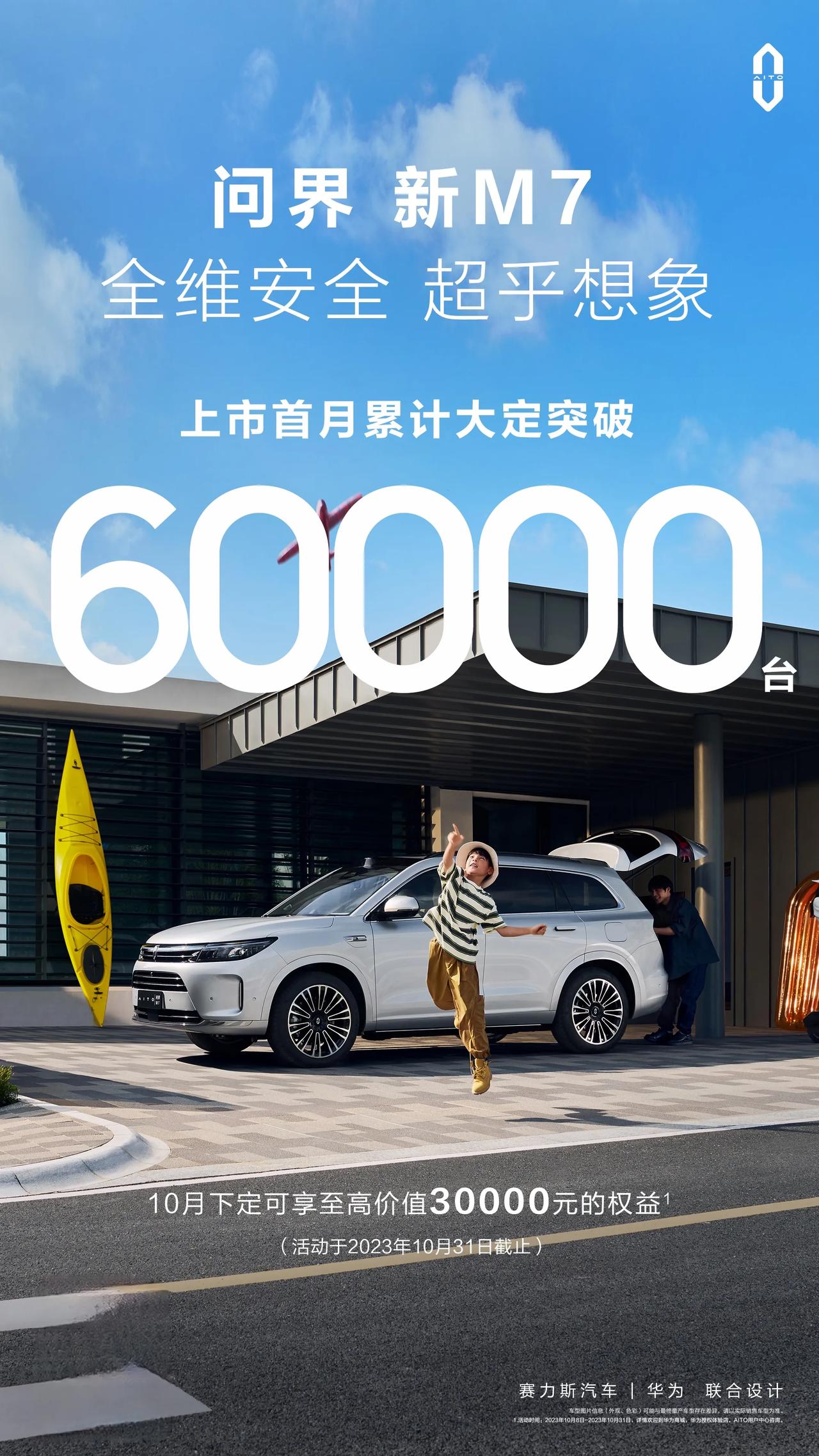 #问界新M7 累计大定突破60,000台
全维安全，不负每一份信任
​接下来就看