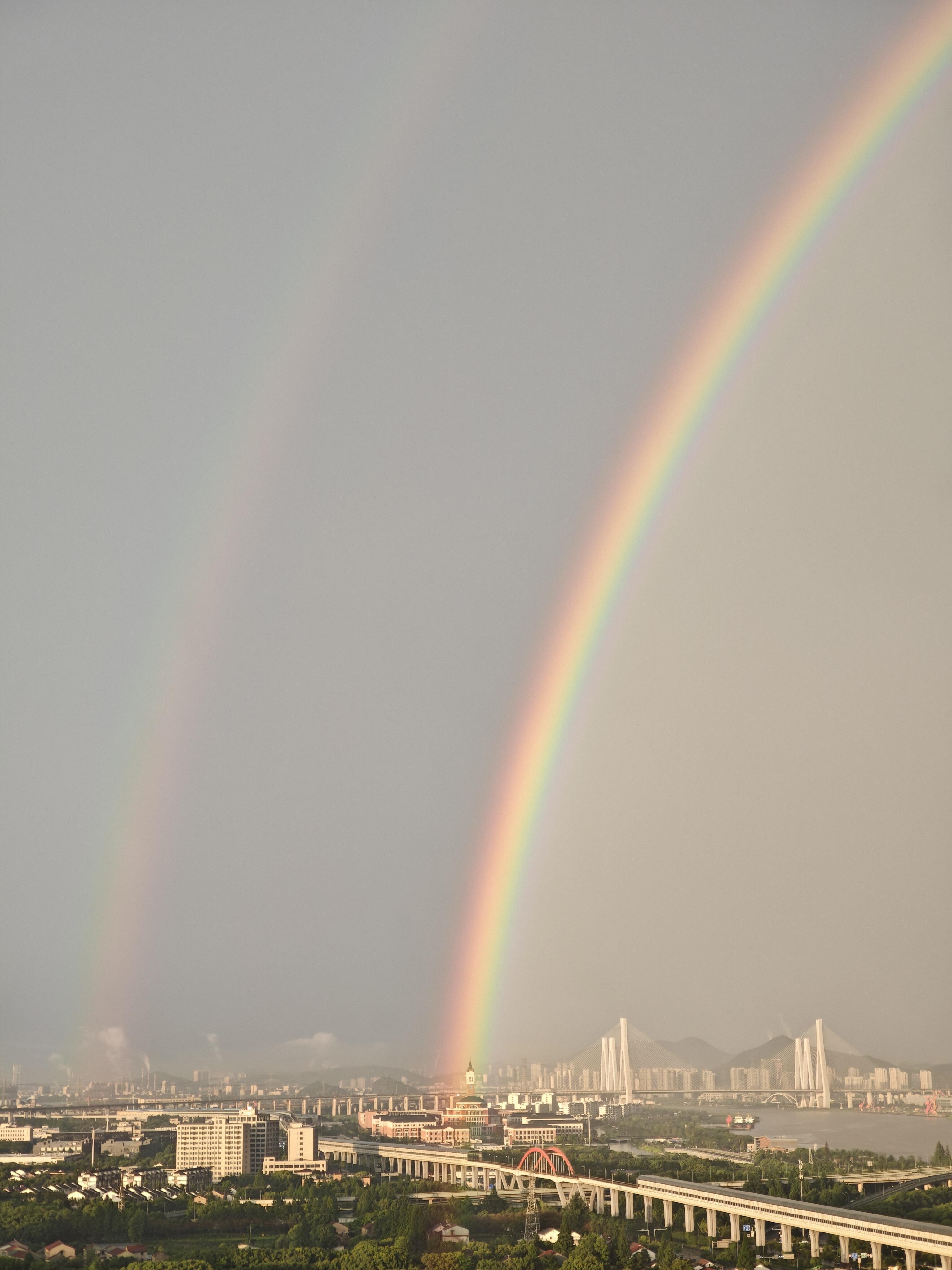 今天宁波的双彩虹🌈刘宇宁请我看的双彩虹🌈冥冥中注定