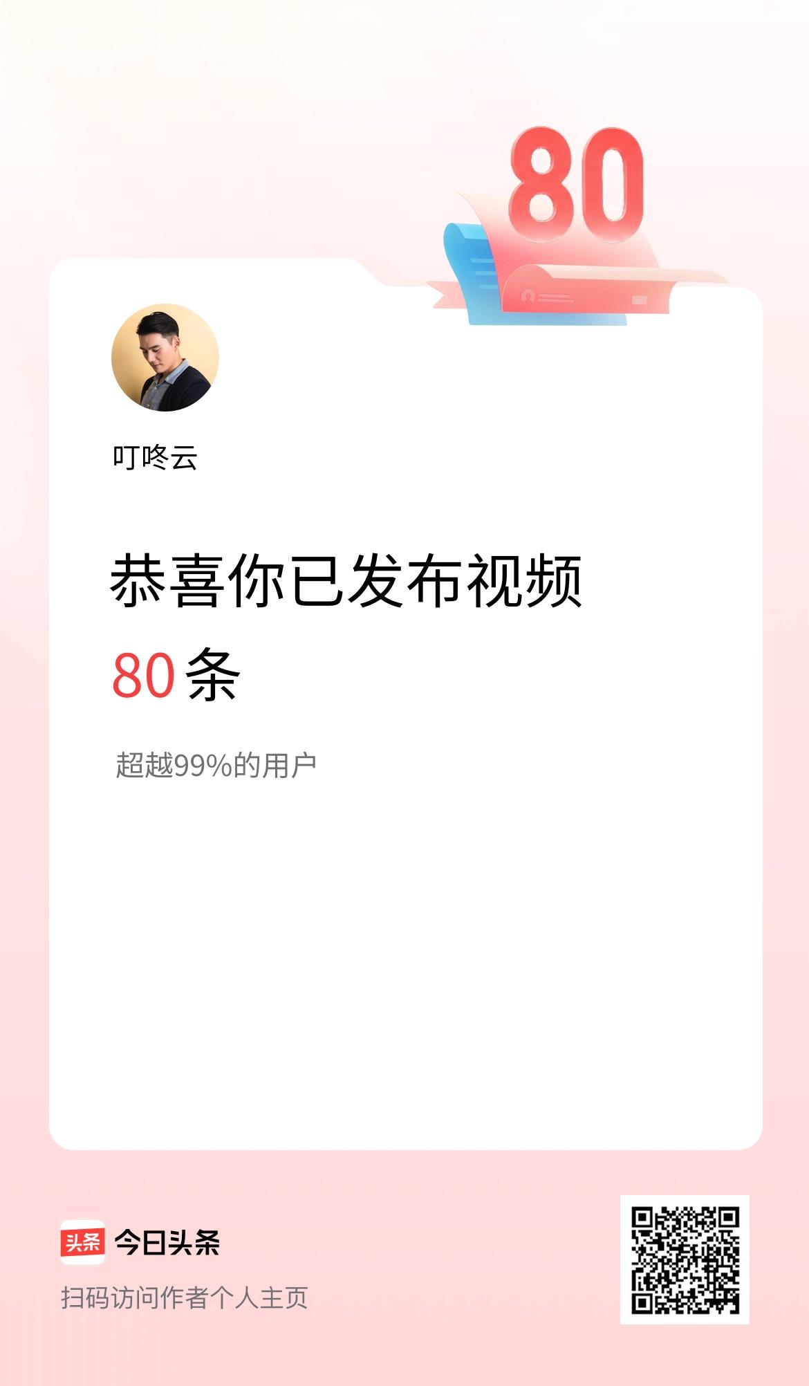 我在头条累计视频投稿80个