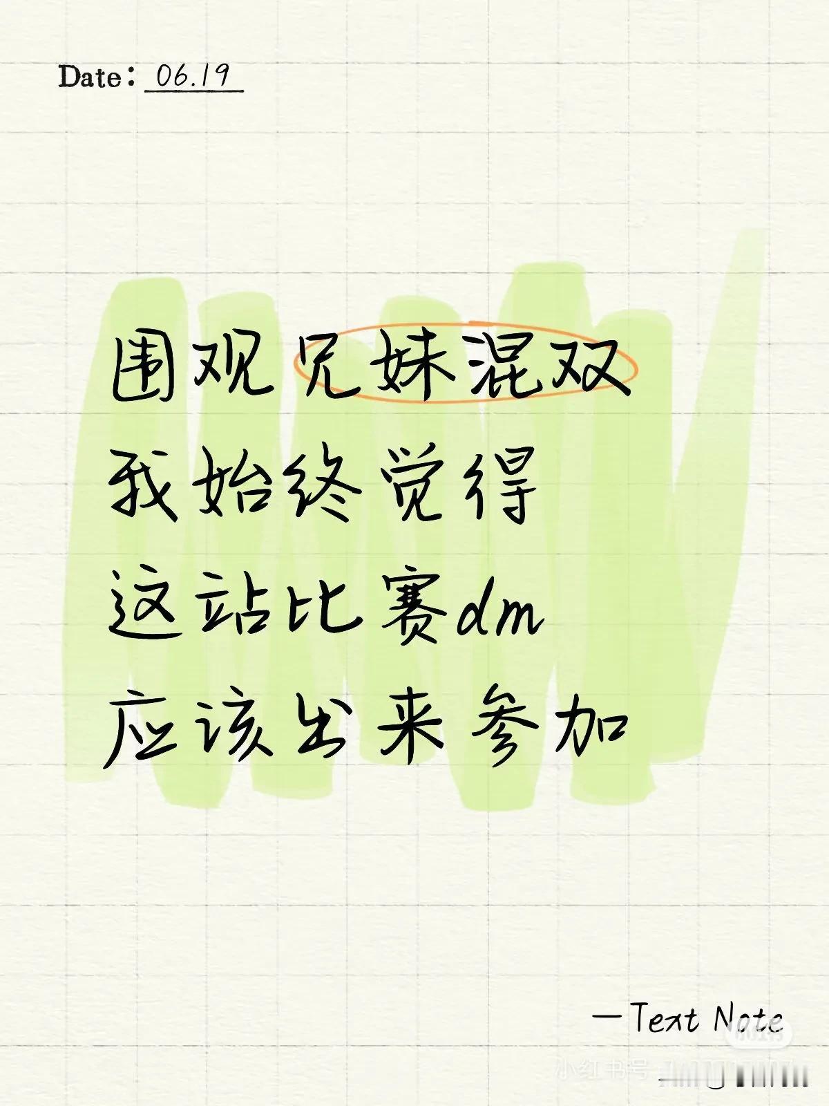 围观完果子和他女朋友那一对混双，我觉得dm更有必要来了……
动漫是不是有点小比赛