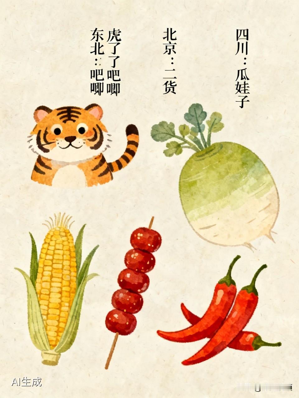 中国方言里对“傻瓜”的表达可太有意思了。在东北，“虎了吧唧”“彪子”“二虎”都是