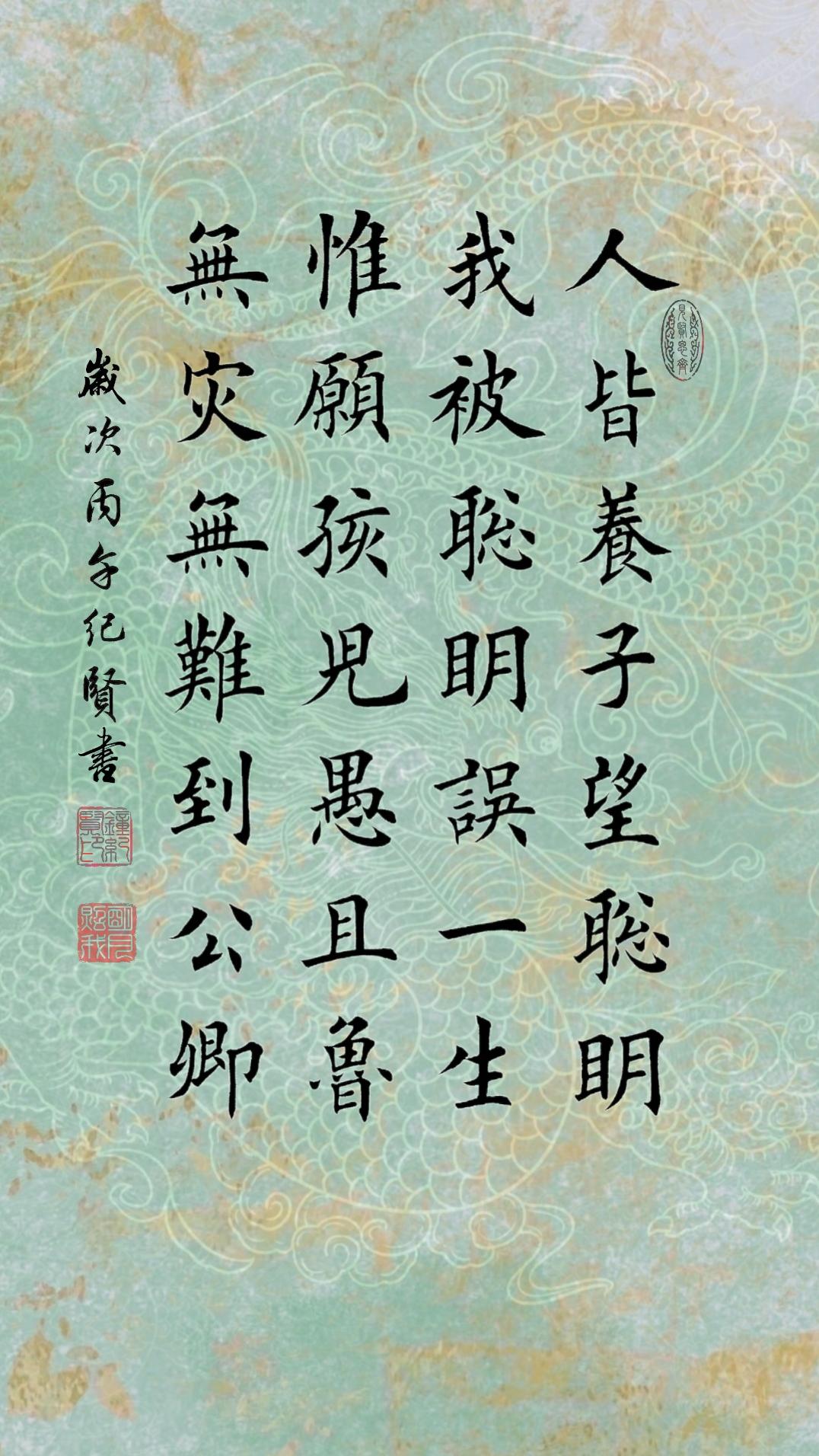 人皆养子望聪明，我被聪明误一生。惟愿孩儿愚且鲁，无灾无难到公卿