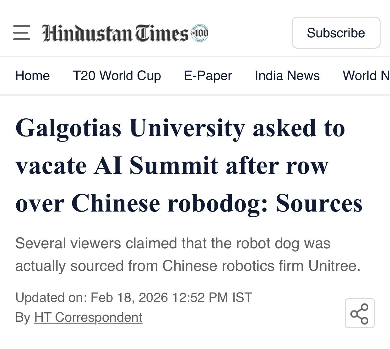 印媒：印度一所大学因在人工智能博览会上展示中国制造的机器狗，引发”国家尴尬”被勒