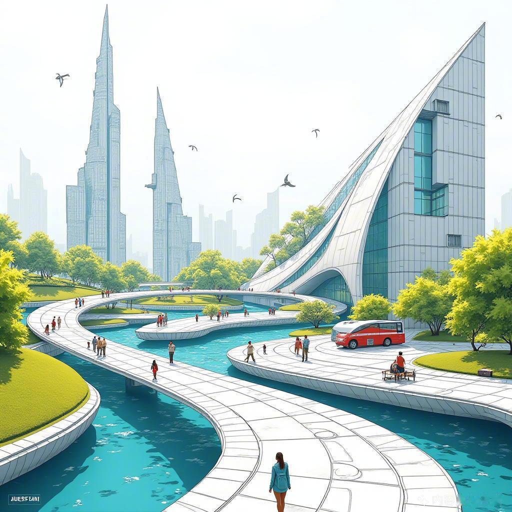 梦幻建筑如星辰般闪耀，未来城市在色彩中生长。科技与自然交融，赋予生活无限可能，宛