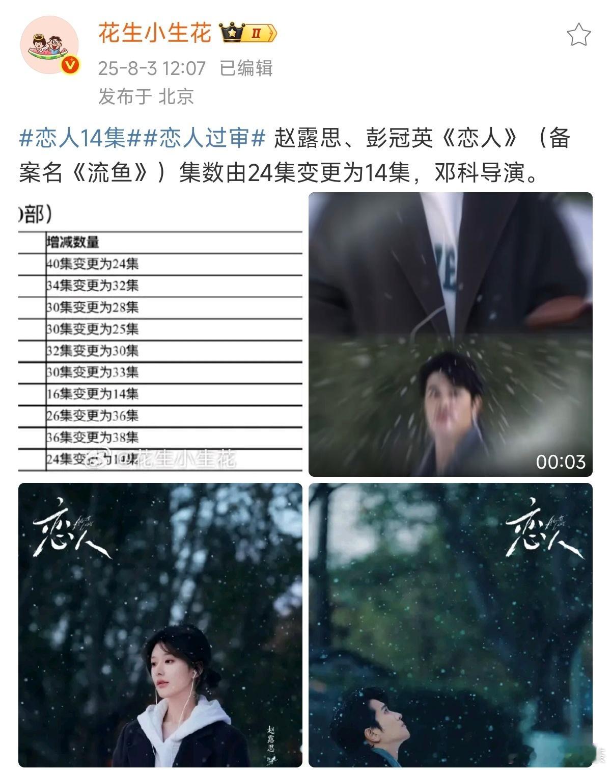 《恋人》不是停拍了吗？咋过审了 ​​​