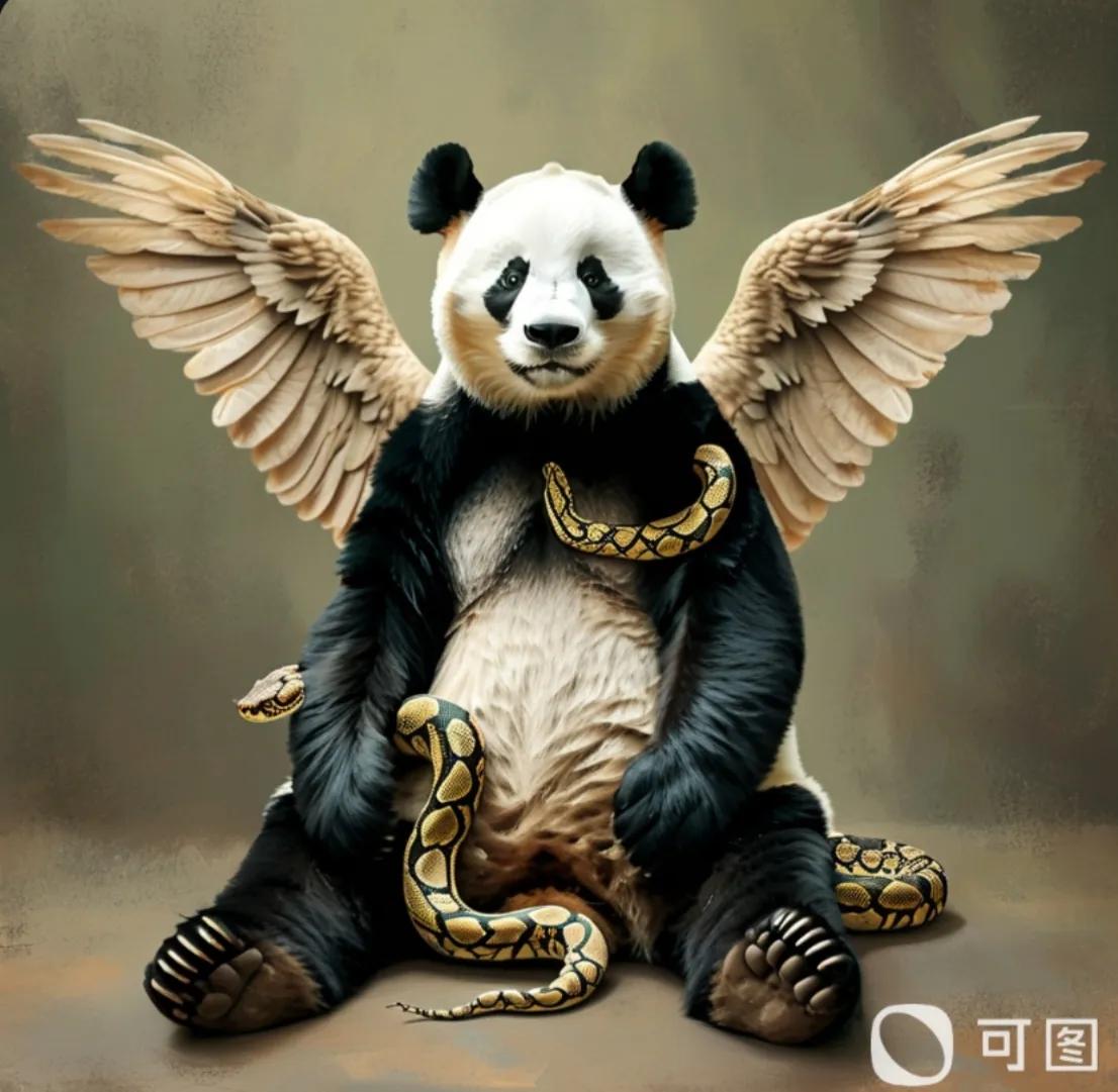 对于这个插翅熊猫和他它的宠物蛇，你怎么看？