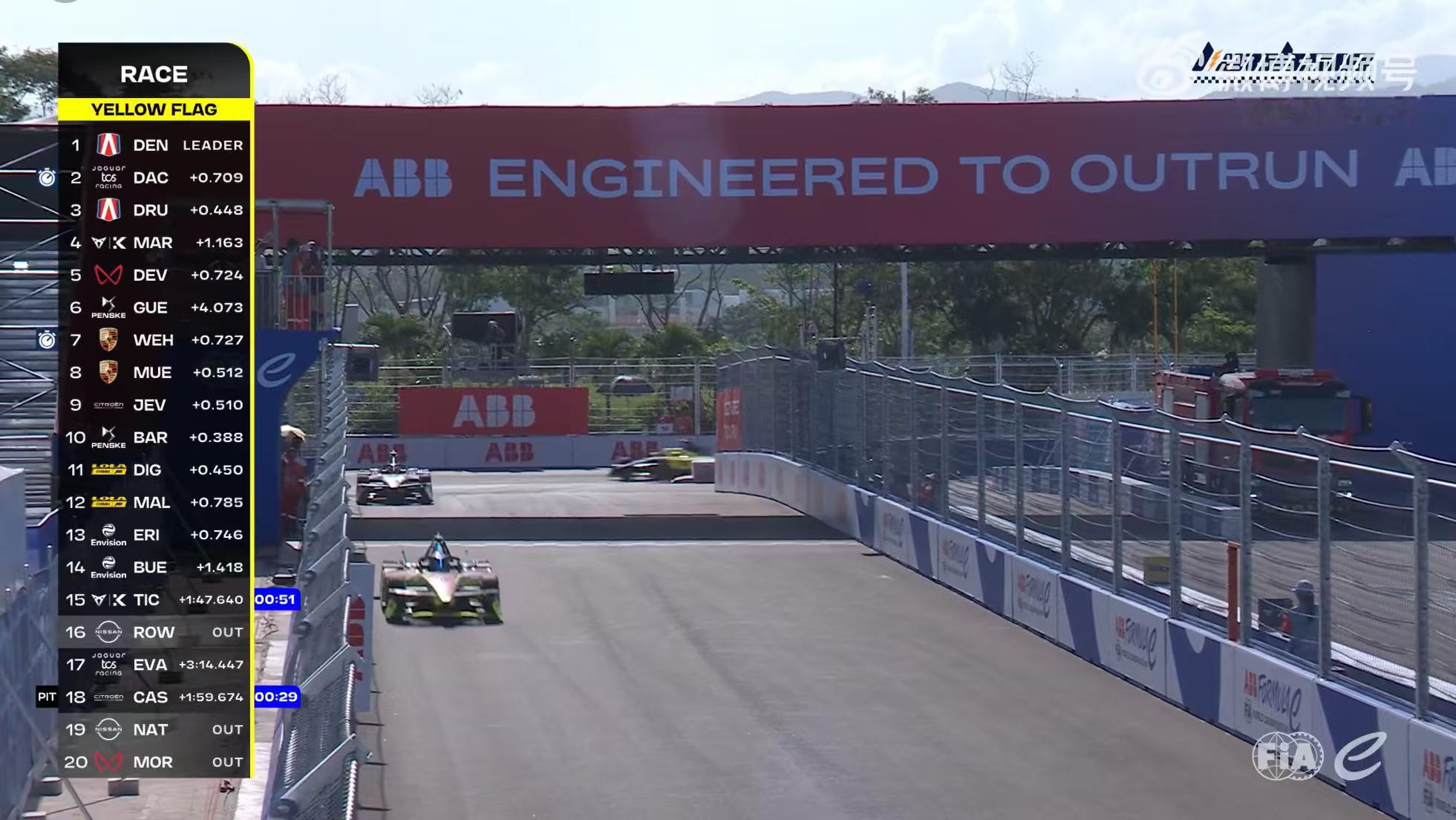三亚 Formula E 离谱的一幕比赛结束竟然没摇方格旗，拿着旗子的，不知道赛