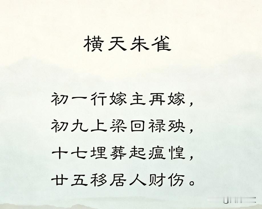 什么是“横天朱雀”？
“横天朱雀”属于民间择吉、通书、《玉历碎金赋》里经典固定日