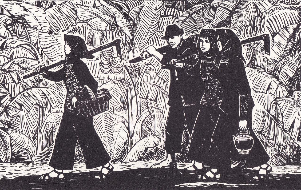 伍必端黑白木刻《夏》｜南国乡土版画佳作

伍必端 1981 年黑白木刻《夏》，描