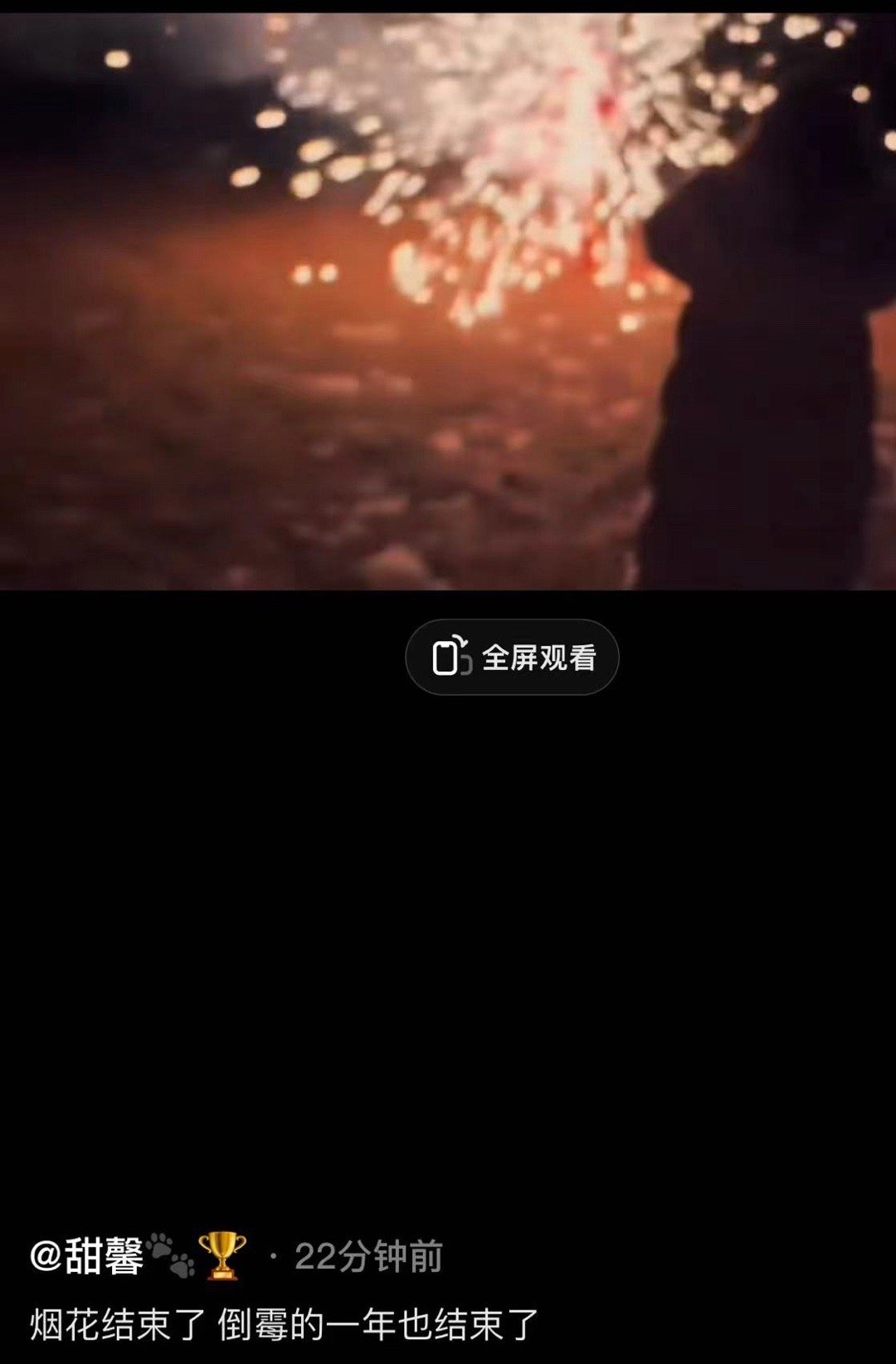 #甜馨 倒霉的一年也结束了##甜馨说倒霉的一年也结束了# 甜馨晒放烟花的视频，并