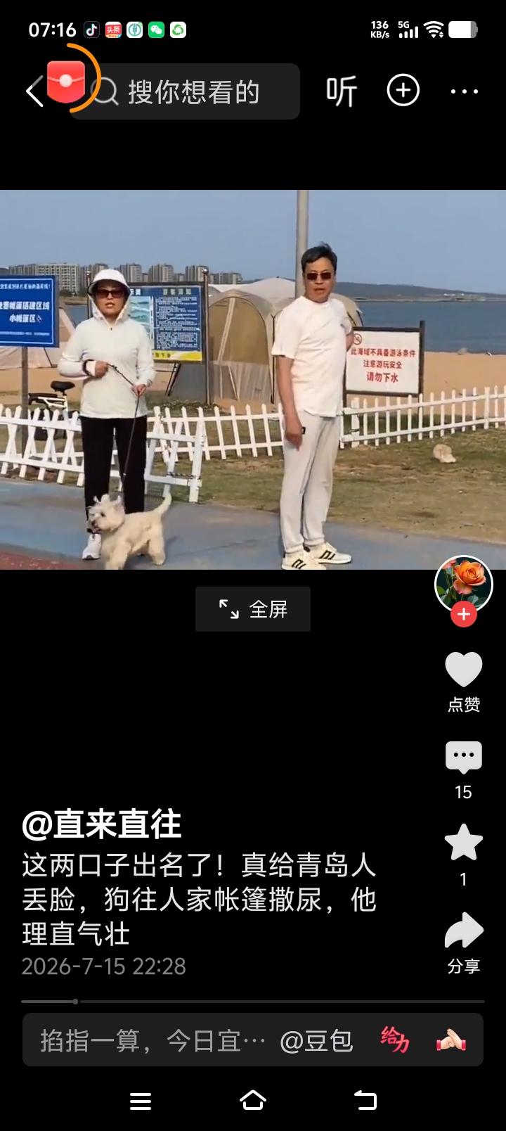 这两口子“火出圈”了！

 一对夫妇领着狗在露营地遛狗， 虽然他们牵着手，但是狗