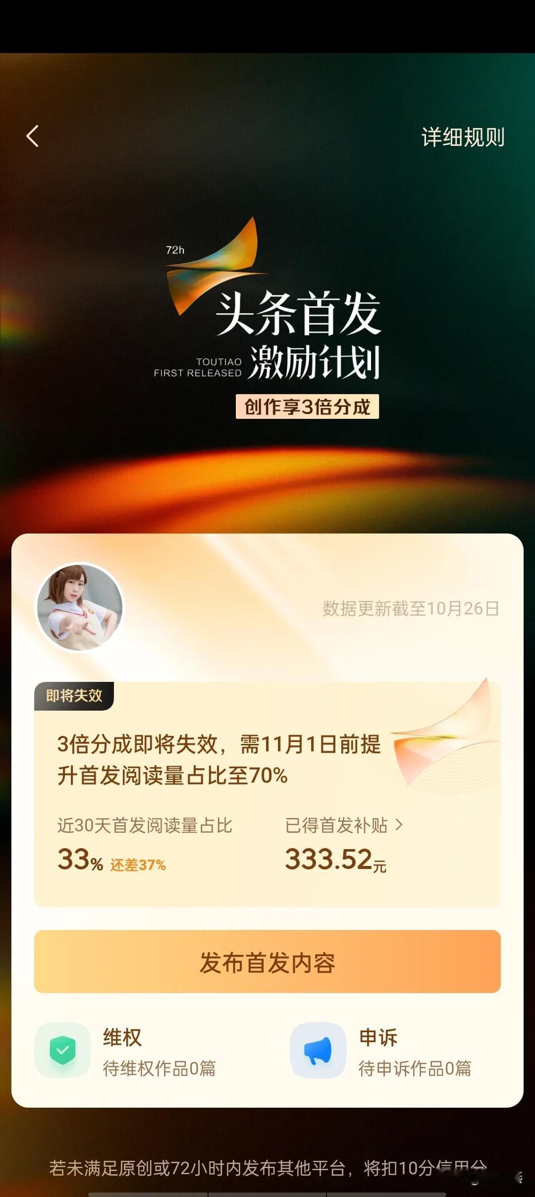 看看，首发阅读占比就剩下33%了。
这不出gui吗？

明明这么多天，我一直都是