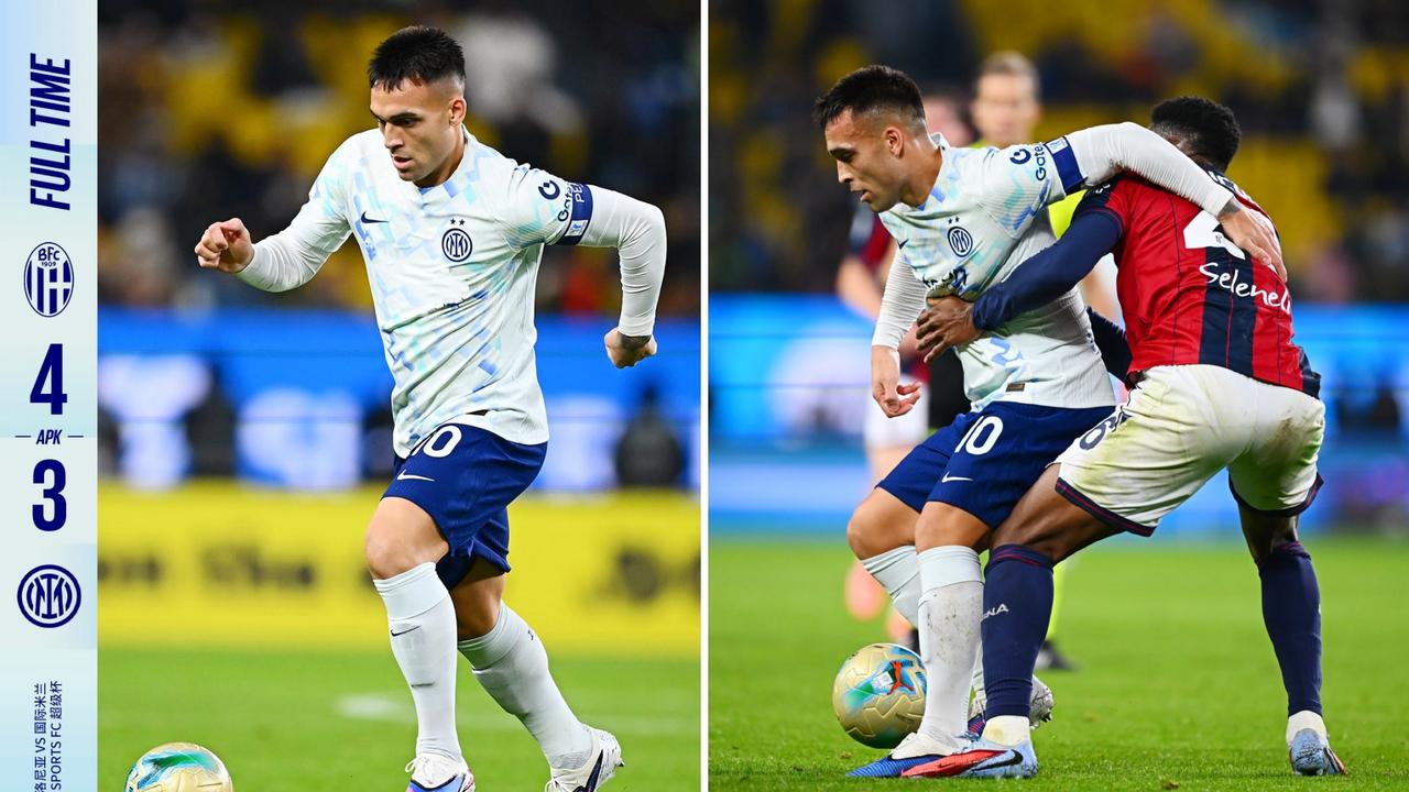 意大利超级杯半决赛，国米1-1点球2-3负于博洛尼亚，无缘意超杯决赛。
双方常规