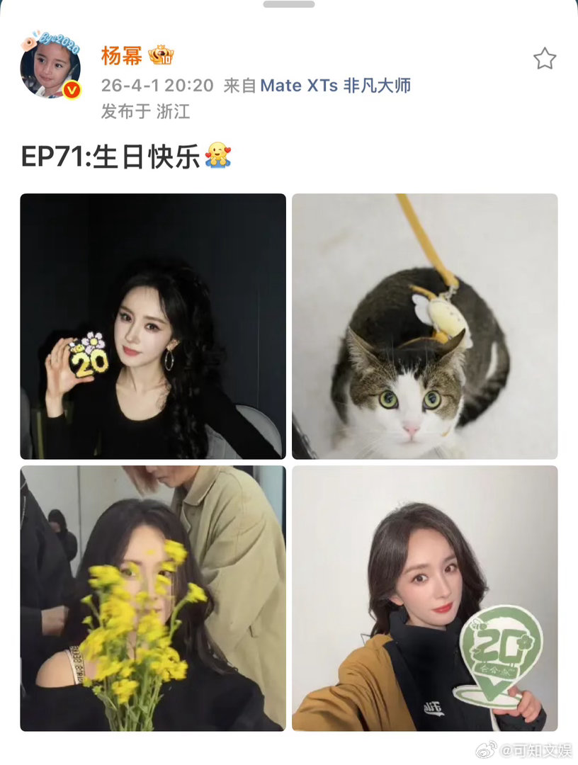 杨幂生日快乐四宫格杨幂为20岁粉丝庆生杨幂生日快乐四宫格，不错不错，