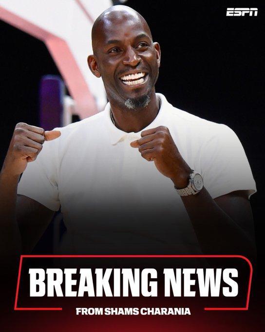 森林狼将退役加内特21号球衣 Shams：名人堂成员凯文-加内特将以一个新的、全