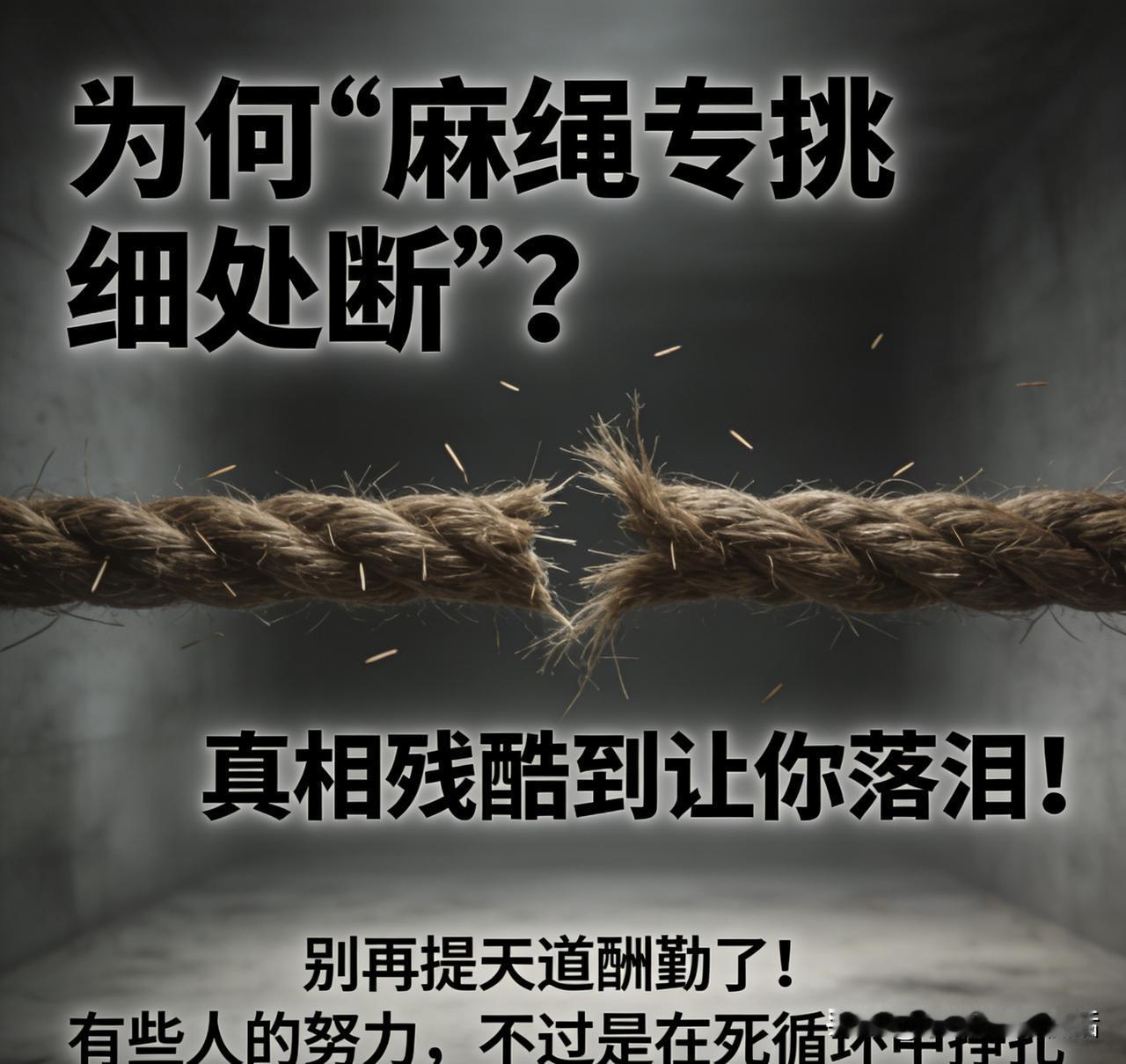 为何“麻绳专挑细处断”？真相残酷到让你落泪！
       别再提天道酬勤了！有