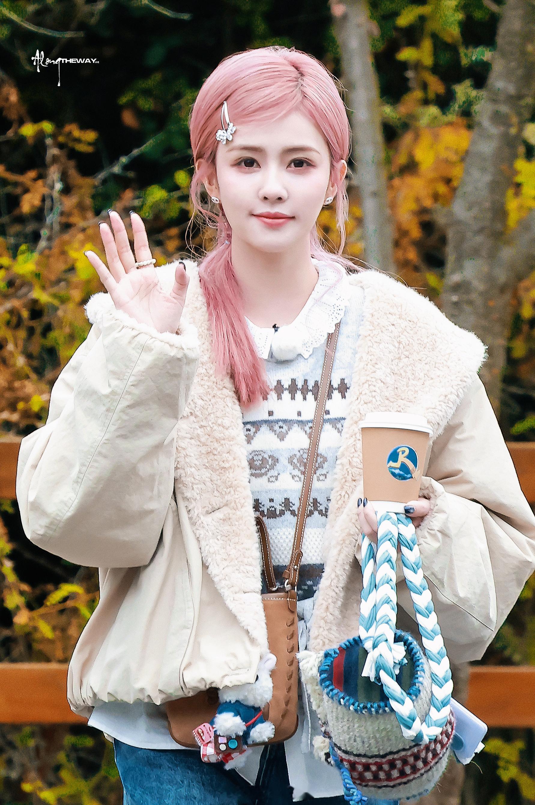 白鹿奔跑吧路透来了，🍍这粉发造型也太好看了吧！[yeah]白鹿开车了 ​​​