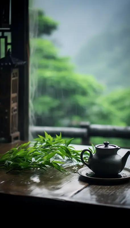 清茶慢品闲听雨，邀您下联