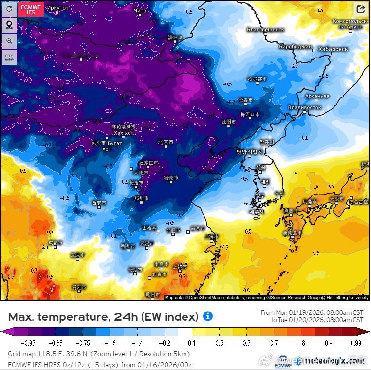 【气温破纪录】今天有87个国家气象站打破1月中旬最高气温纪录，这其中还有36站打