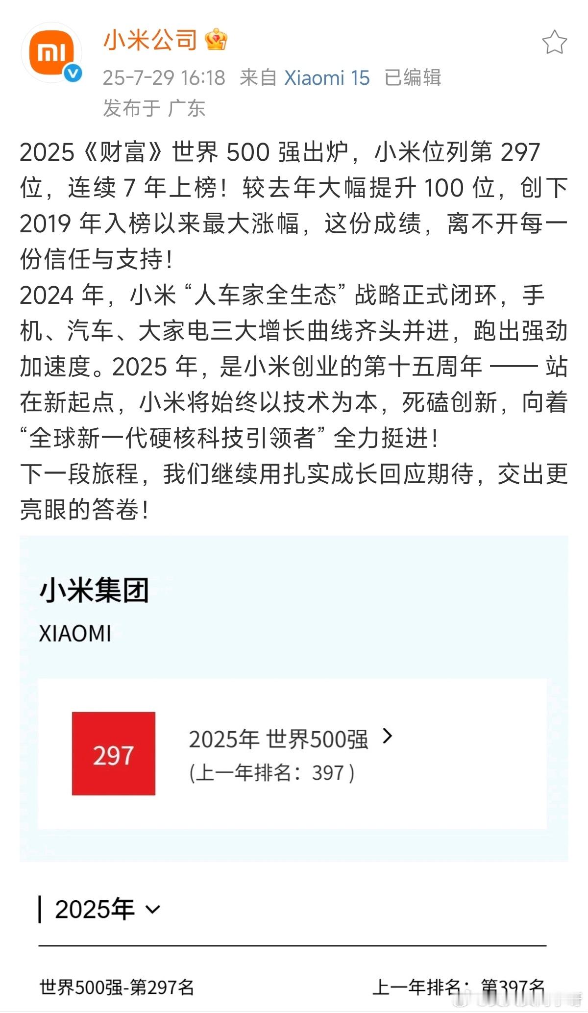 祝贺小米公司！ 未来持续进步～[赢牛奶][赢牛奶][赢牛奶] 坚持做感动人心的好