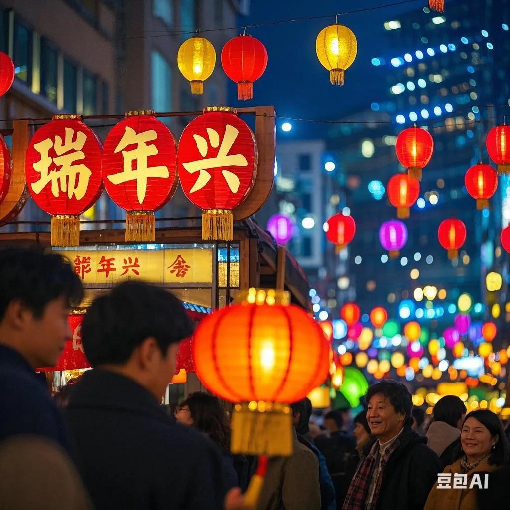 大雪纷飞寒冬至，请对下联彩灯高挂瑞年兴