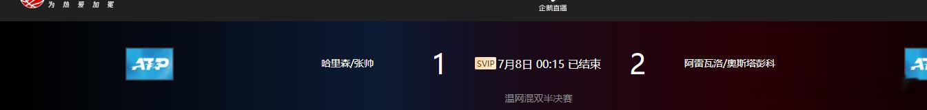 嗯，还是卡四温网2026 混双半决赛🇨🇳张帅/🇺🇸哈里森3-6/7-5/