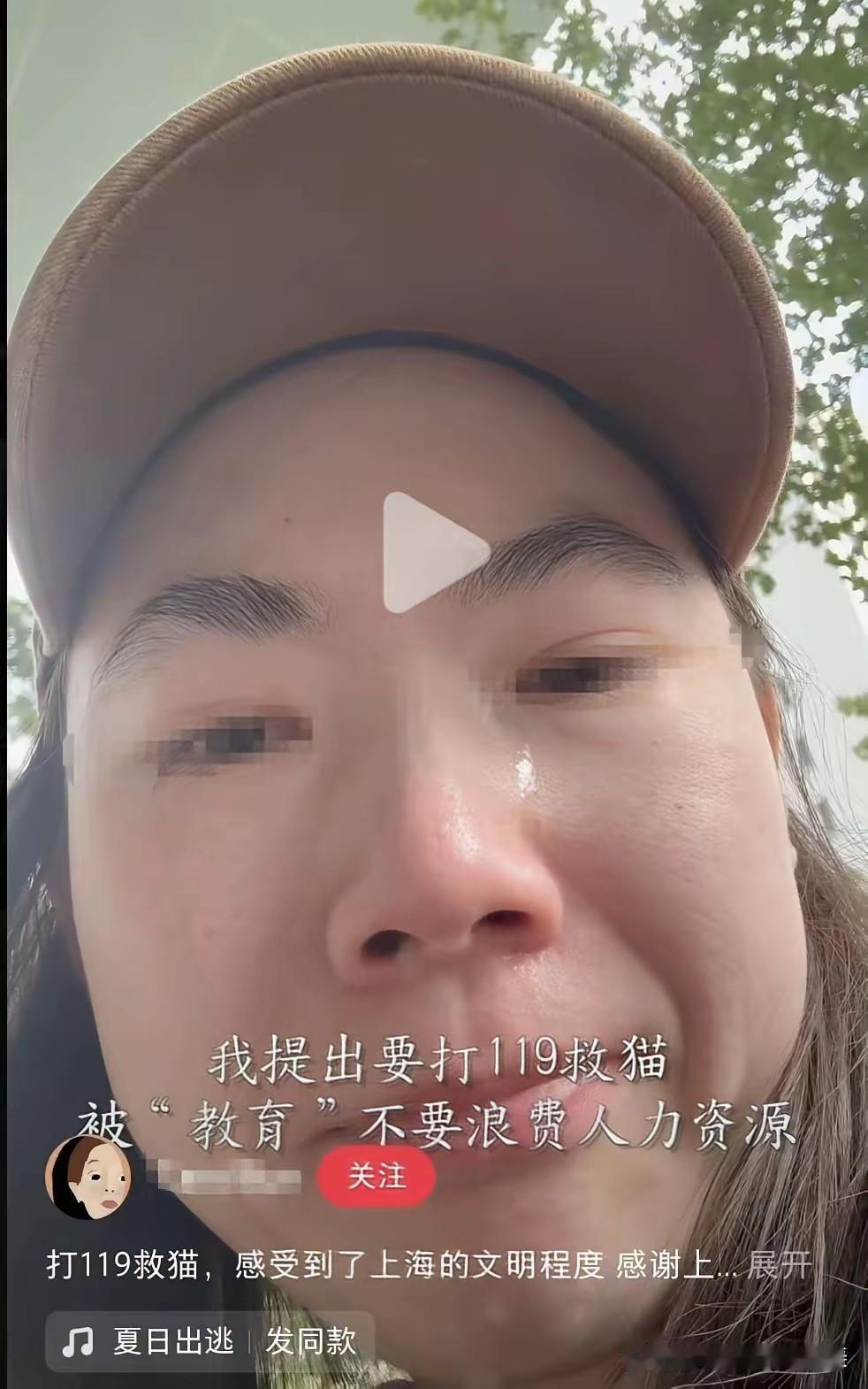这位女士对流浪猫充满了爱心，可能是发自肺腑的，但是你要119消防人员去树上逮猫，