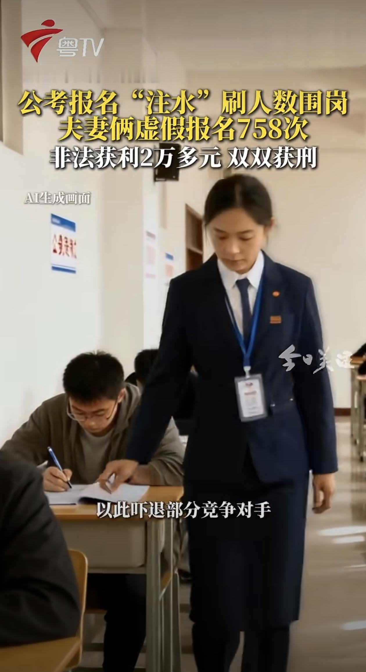 在公务员考试这场“千军万马过独木桥”的竞争中，有人竟想出歪招，用虚假报名制造“热