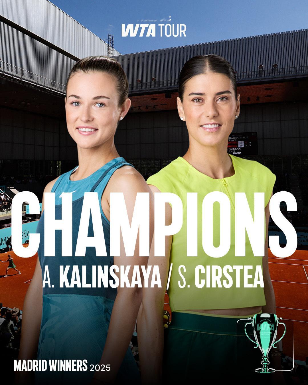 马德里站双打冠军产生🏆WTA1000马德里站双打决赛，科斯蒂亚/卡林斯卡娅挽救