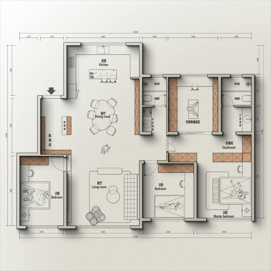 🍁户型改造丨辽宁141m²四室户型优化