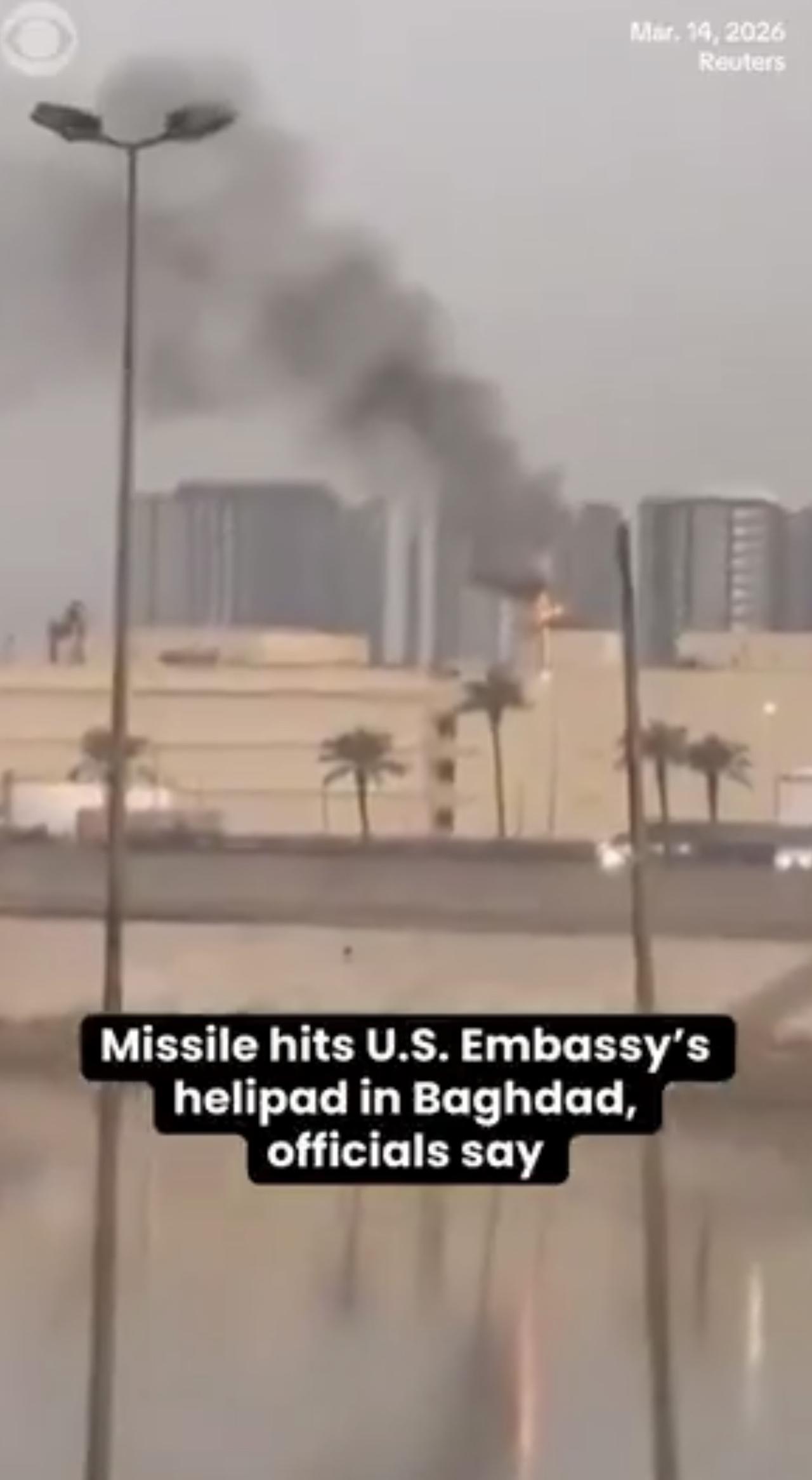 两名安全官员称，美国驻伊拉克巴格达大使馆周六遭到导弹袭击。消息人士告诉美联社，导