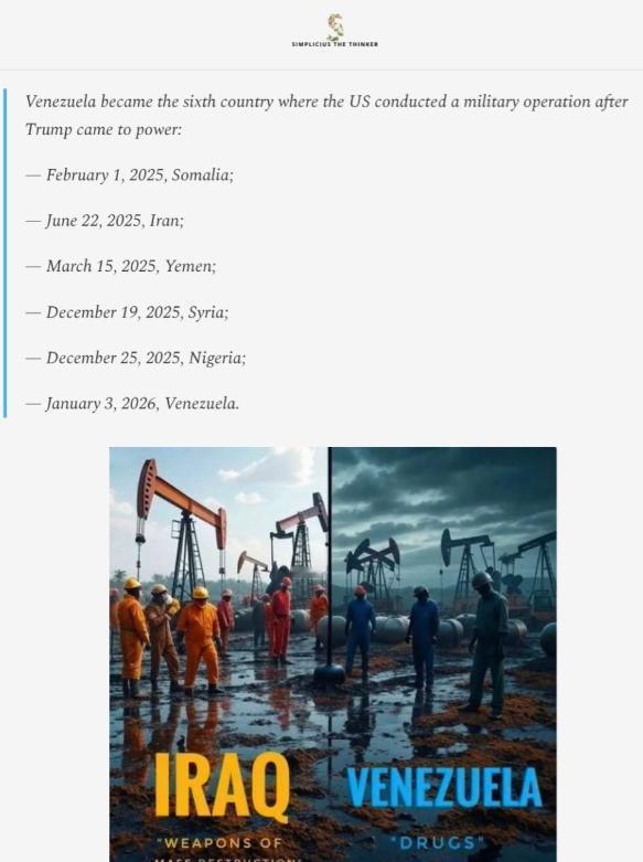 委内瑞拉成为特朗普上台后，美国开展军事行动的第六个国家

当83岁的特朗普在白宫