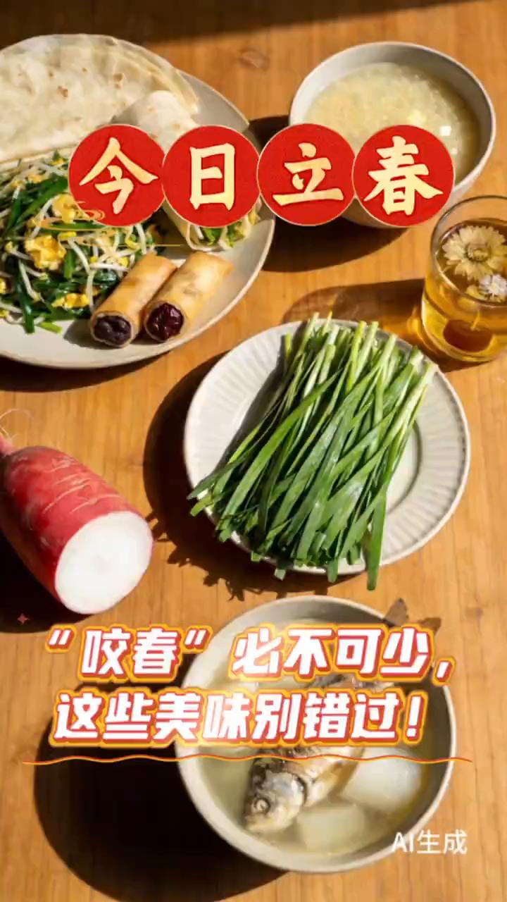 今日立春，"咬春"必不可少，这些美味别错过！
·春饼、春卷：春饼从头吃到尾，寓意