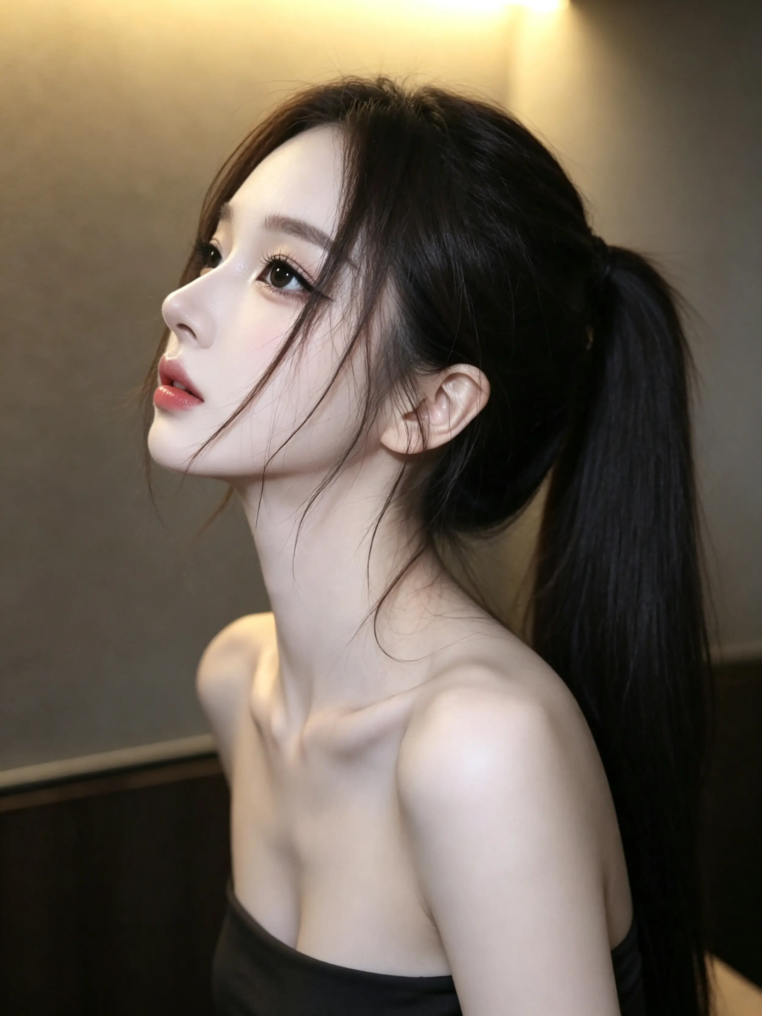 温柔女形象清新淡妆造型 高颜值清纯美妆 清纯白月光妆容 清冷风模特 柔美侧颜杀