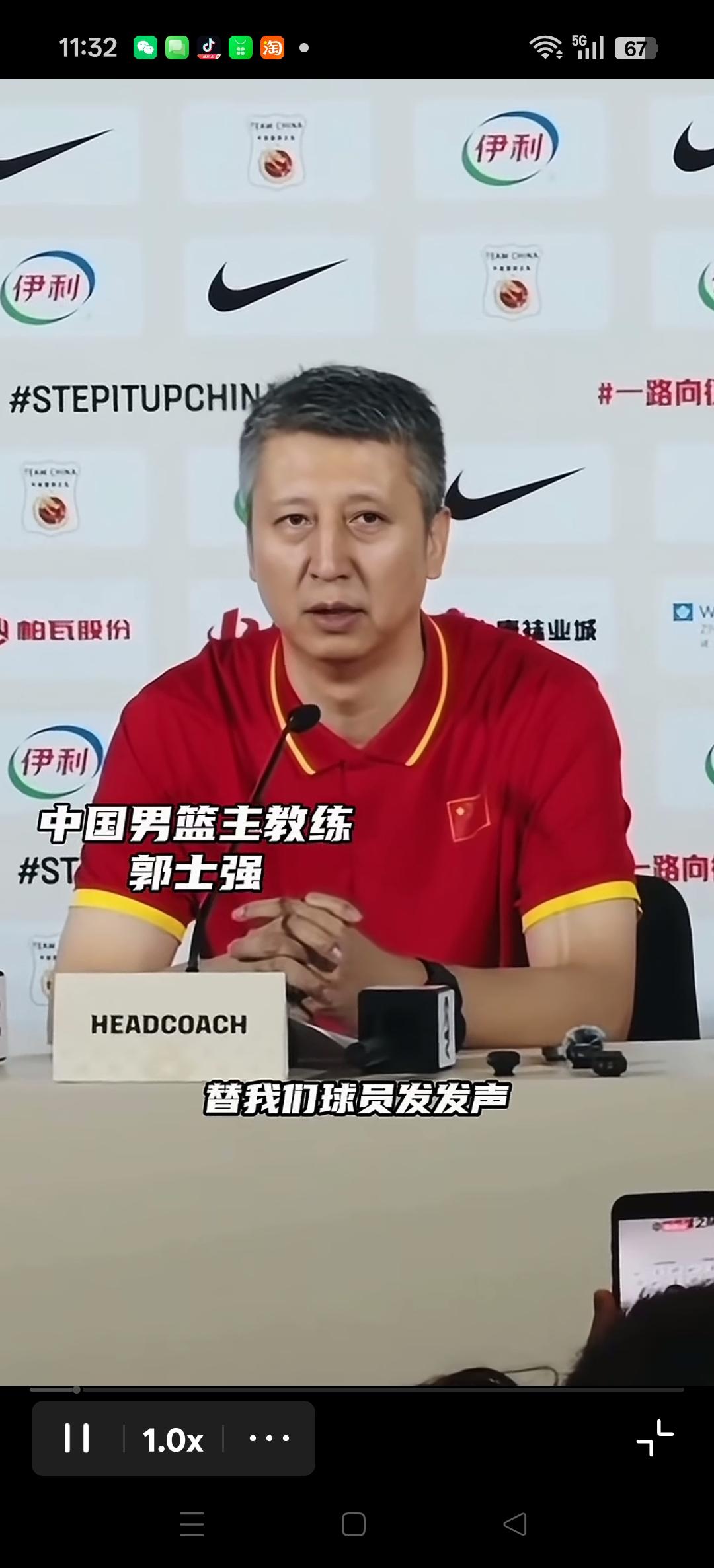 赛后，中国男篮主教练郭士强，只想为他的球员说话，希望媒体多多鼓励球员，看到球员好