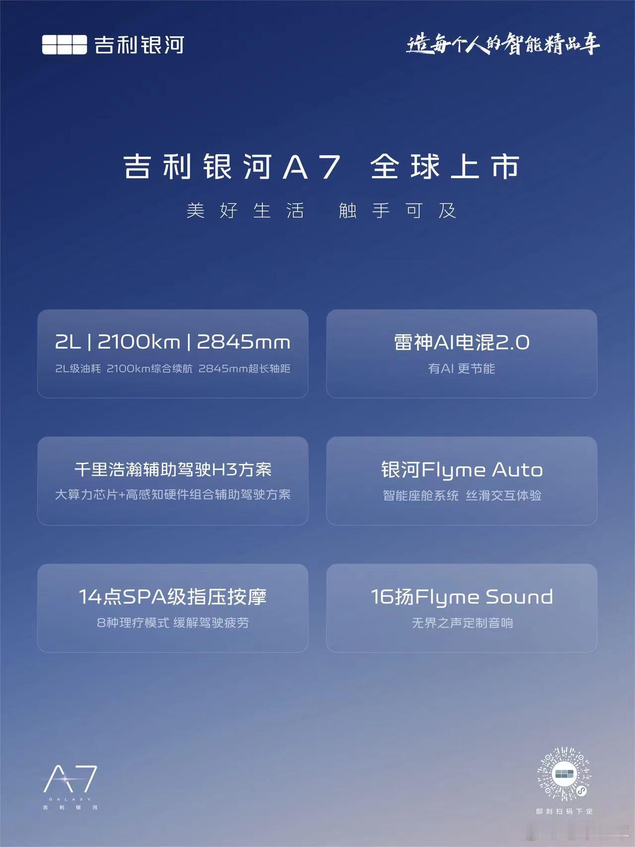 吉利银河A7 全球上市上市限时指导价8.18万元起电混家轿颠覆者吉利银河A7亚洲