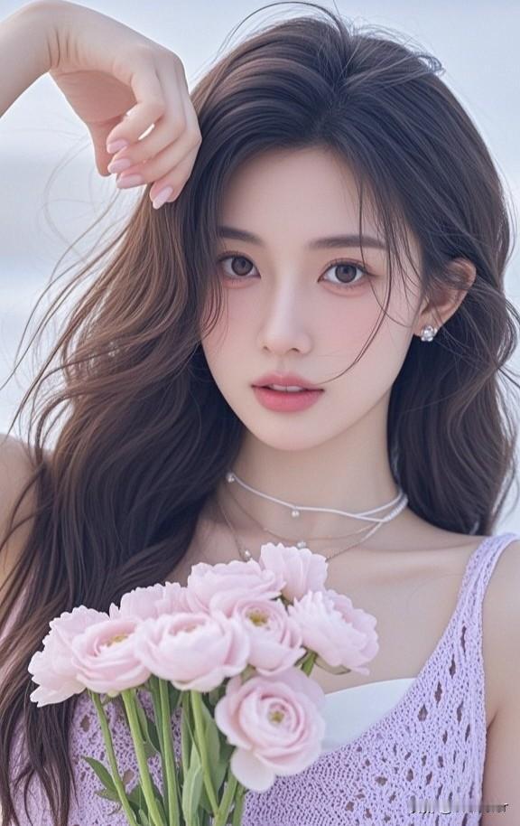 温柔少女与粉色花束的浪漫邂逅🌸💕