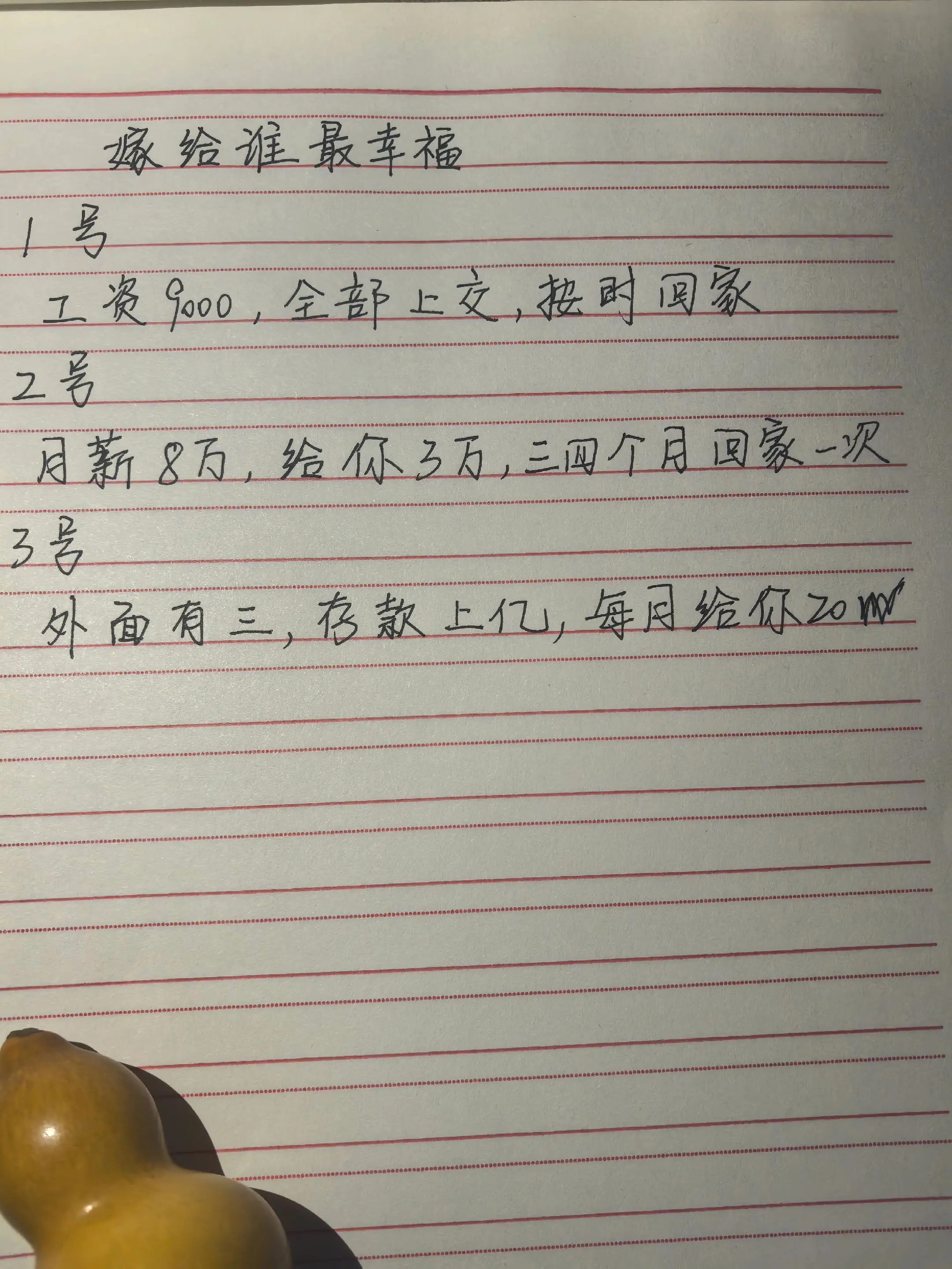 你觉得嫁给谁最幸福
