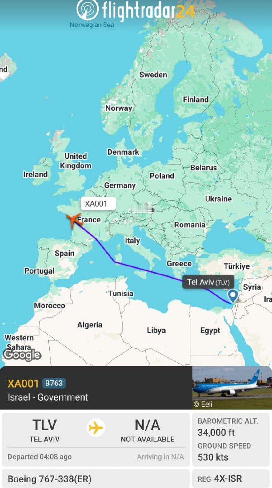 新闻快讯——载有内塔尼亚胡、飞往佛罗里达州与特朗普会面的专机，无视国际刑事法院已