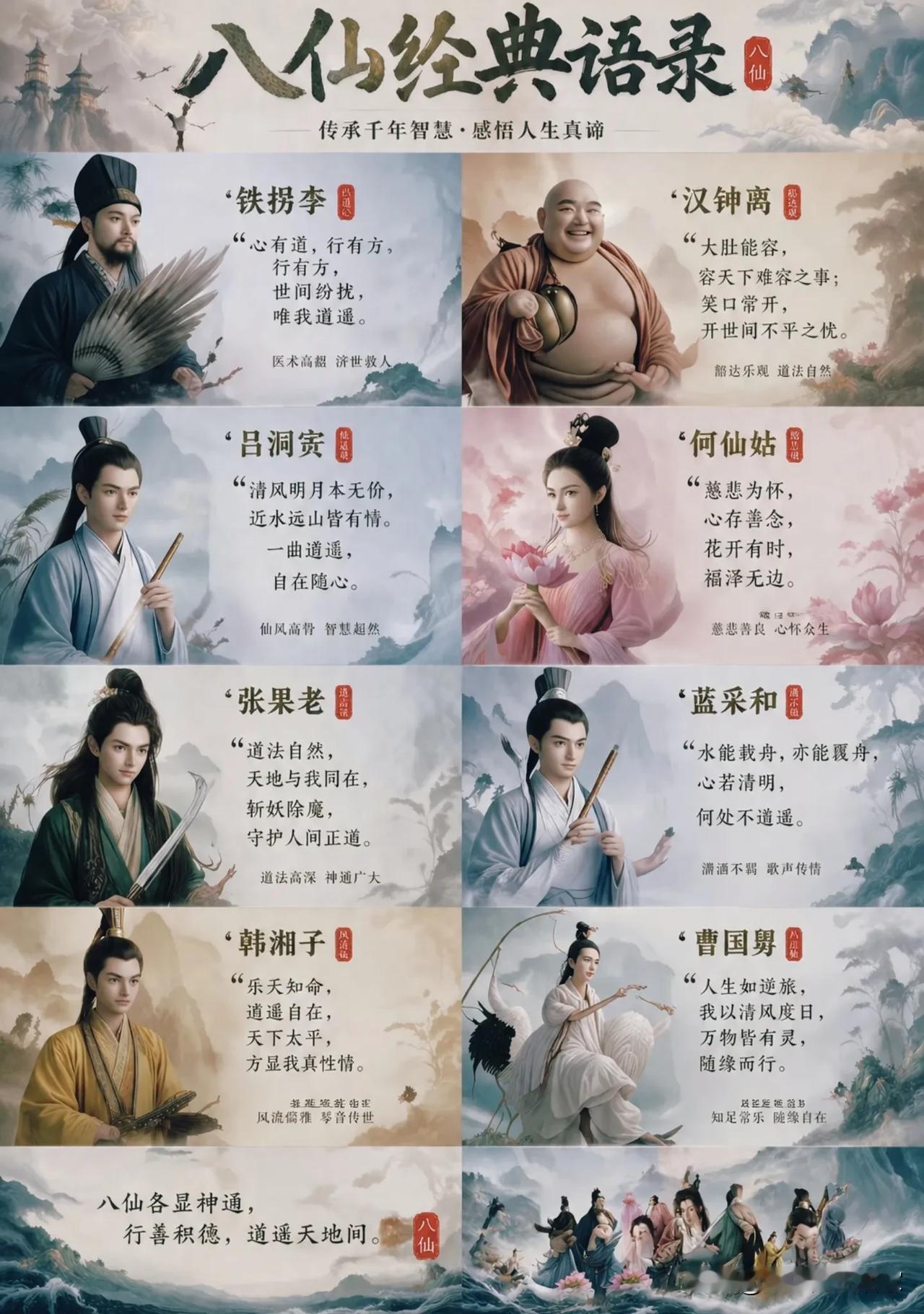 八仙八句话，读懂中国人骨子里的逍遥处世哲学！
 
提起八仙，大家最先想到的就是“