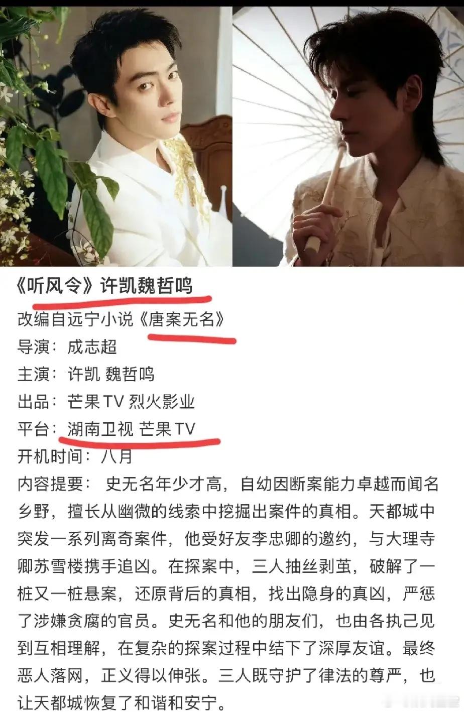 一大早就看到许凯粉丝在抵制“双男主”原来是有瓜主爆料许凯接下来会跟魏哲鸣演双男主
