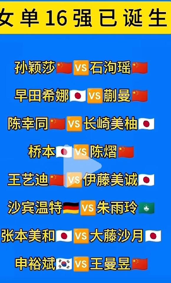 八强争夺战冠军2000分，加油！
咱老百姓就爱说句实在话：
国乒女将们可真是硬仗