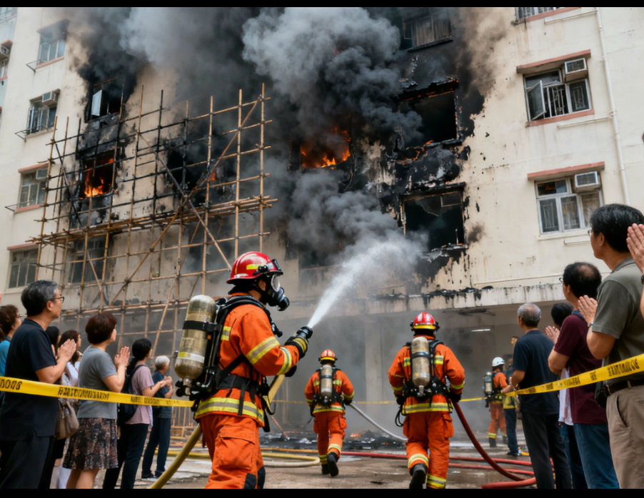 香港居民哭诉整家人都在里面这场悲剧本有很多避免的可能。居民早就质疑过棚网不阻燃，