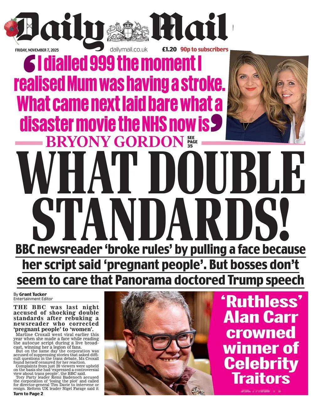 《每日邮报》称，BBC（英国广播公司）在批评一名将“怀孕人”纠正为“女性”的主持