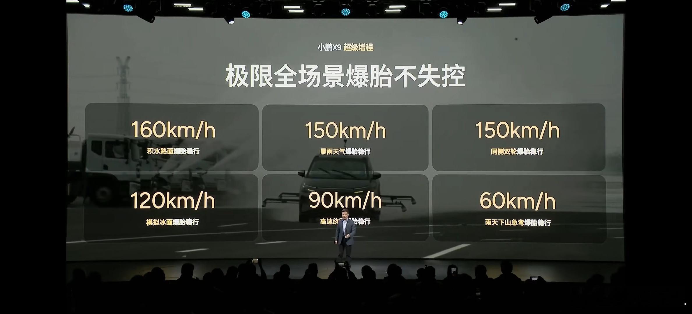 高速情况下爆胎不失控，已经成为国产新能源汽车一个重要的安全指标。就连小鹏X9超级