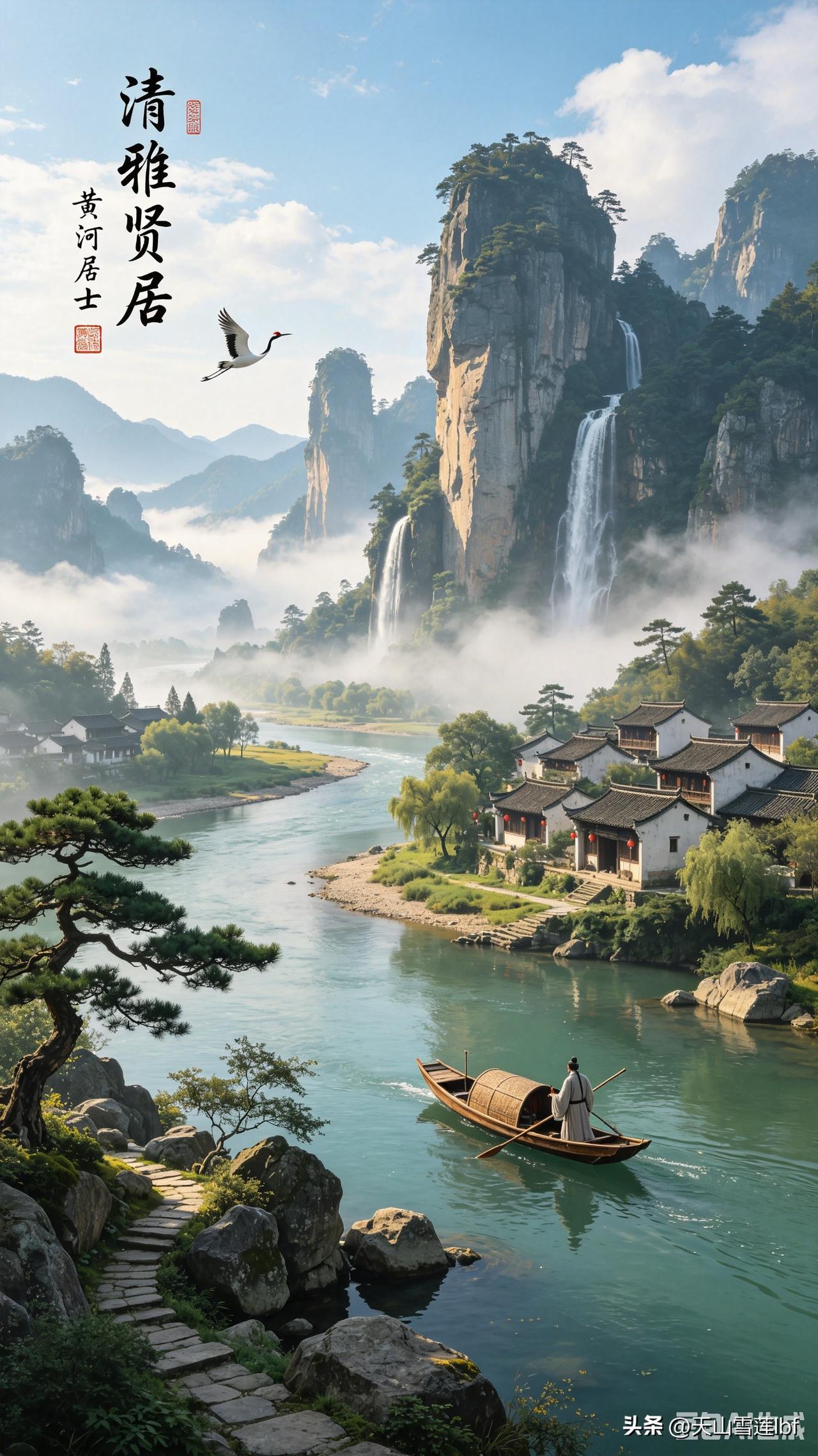 清雅贤居，山水之间，悠然自得。