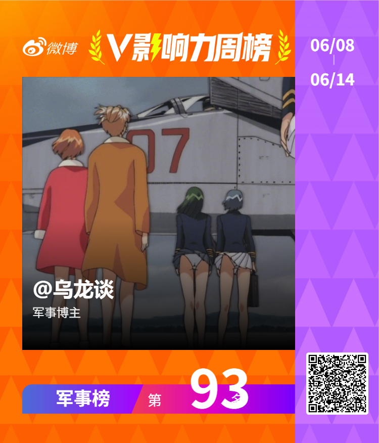 【V影响力榜 2026年第24周】「军事周榜」揭榜啦！恭喜获得榜单前三名。点此查